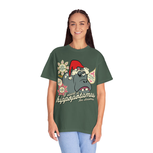 Hippo Christmas Comfort Colors Tee