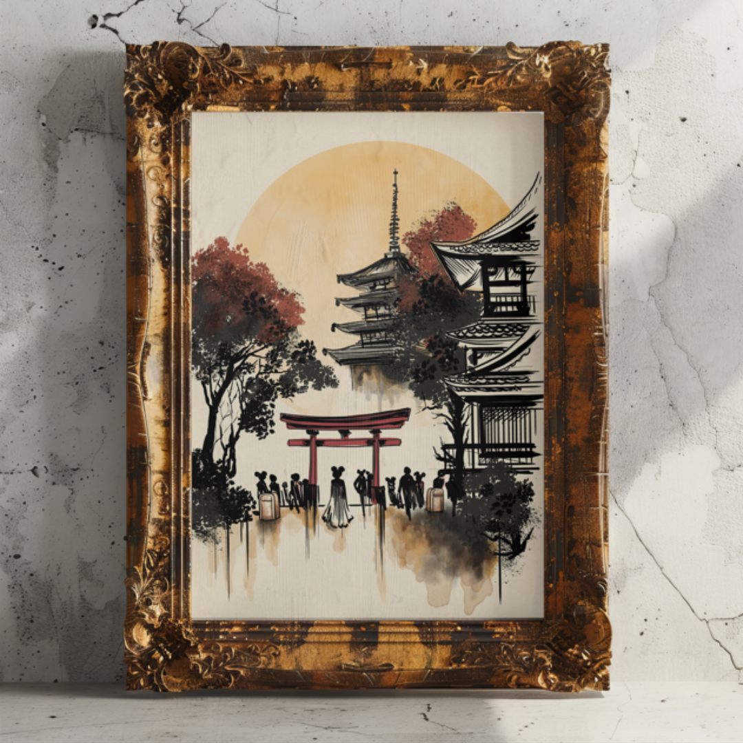 Japan Pavilion — Ink Wash Art Print