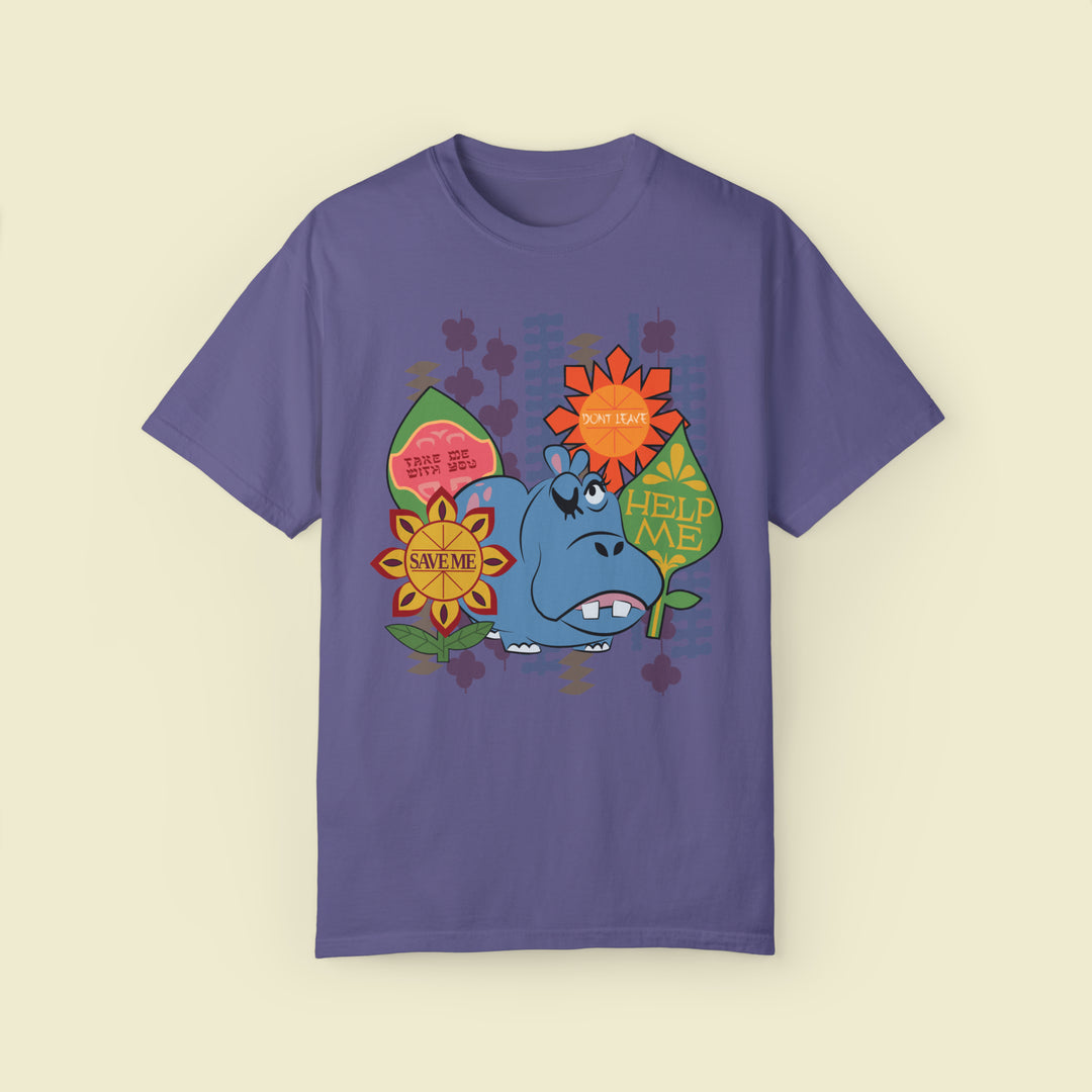 Hippo Help Me Comfort Colors Tee by The Quirky Mouse, LLC, subtle Disney Inspired Shirts