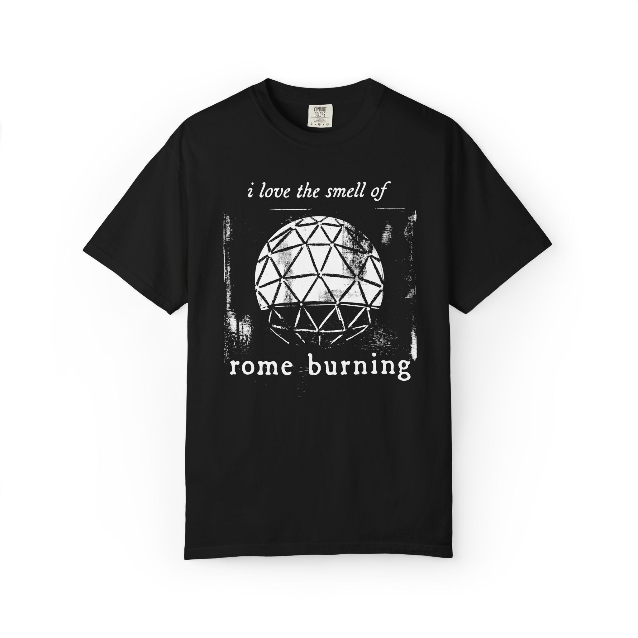 Subtle Disney shirt Rome burning tee flat lay