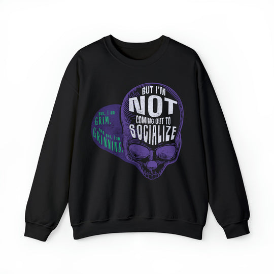 Grim, Grinning, Socialize Sweatshirt by The Quirky Mouse, LLC, subtle Disney Inspired Shirts