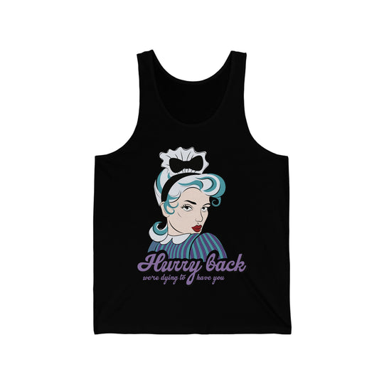 Hurry Back Cast Member Hurry Back Tank by The Quirky Mouse, LLC, subtle Disney Inspired Shirts